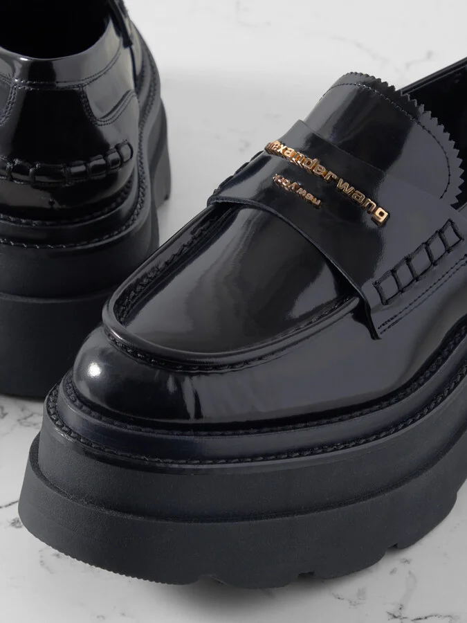 ALEXANDER WANG - Carter Patent-leather Platform Loafers - Black - Image 4