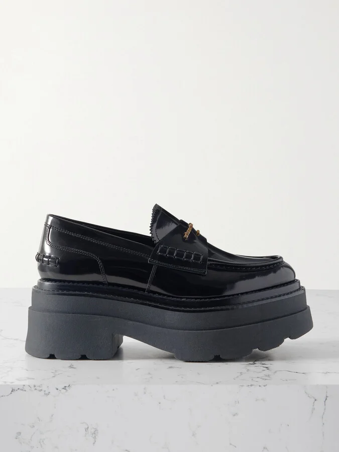 ALEXANDER WANG - Carter Patent-leather Platform Loafers - Black