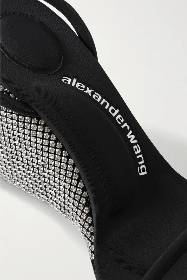 ALEXANDER WANG - Dahlia Crystal-embellished Stretch Wedge Sandals - Black - Image 4
