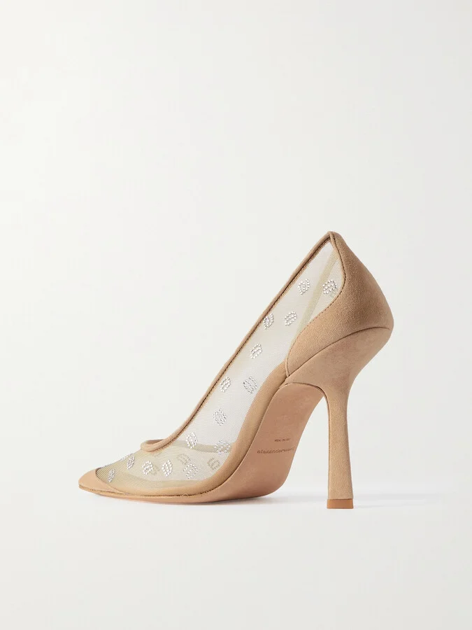 ALEXANDER WANG - Delphine Crystal-embellished Mesh Pumps - Neutrals - Image 3