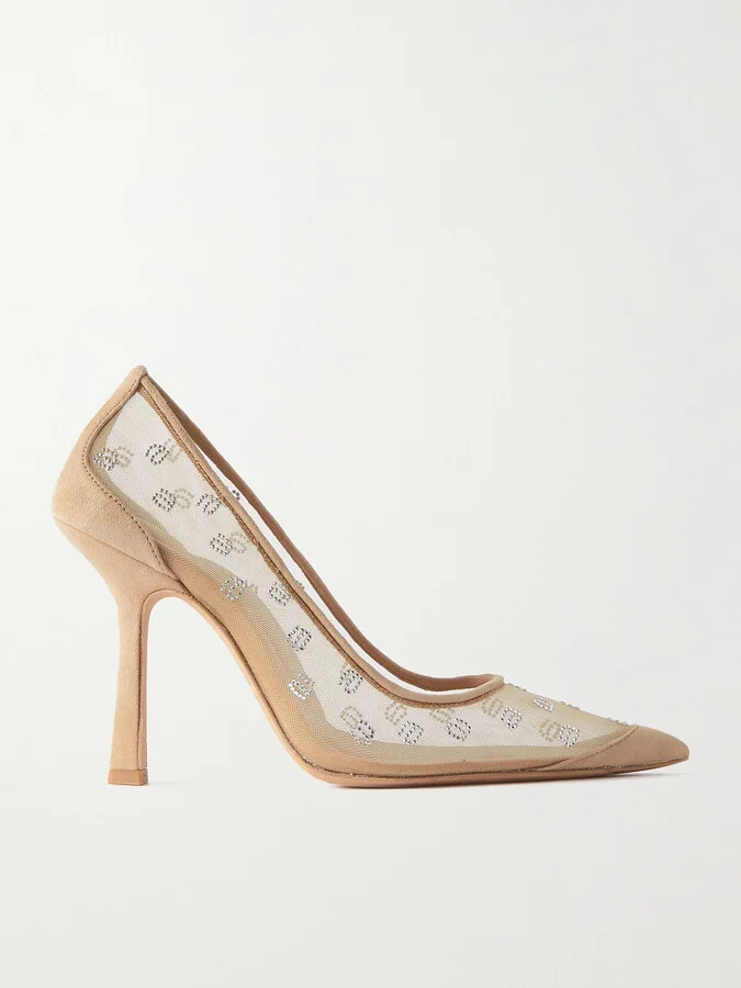 ALEXANDER WANG - Delphine Crystal-embellished Mesh Pumps - Neutrals