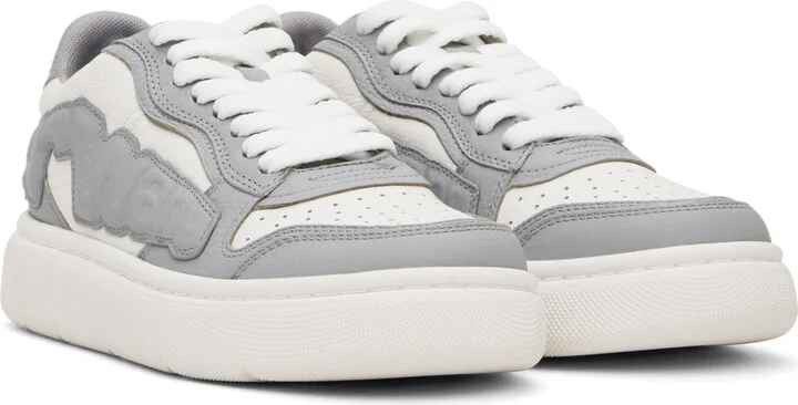 Alexander Wang Gray & White Puff Pebble Leather Sneakers - Image 4