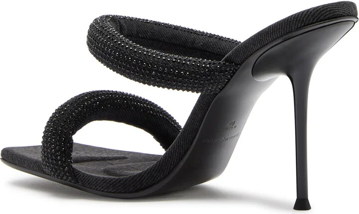 Alexander Wang Julie 105 Crystal-embellished Tubular Denim Sandals - Image 2