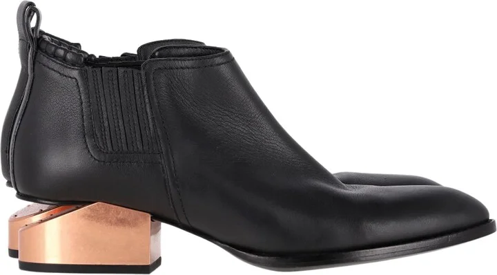 Alexander Wang Kori Cut-Out Ankle Boots in Black Leather