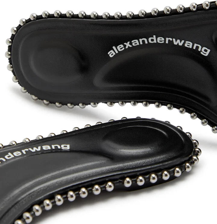 Alexander Wang Nia Ballchain Leather Sliders - Image 4