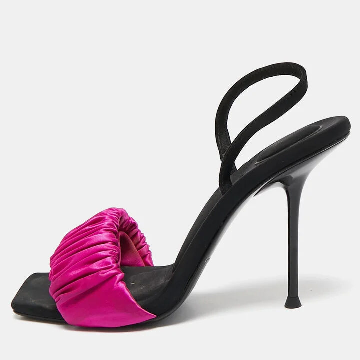Alexander Wang Purple/Black Satin Julie Slingback Sandals Size 37