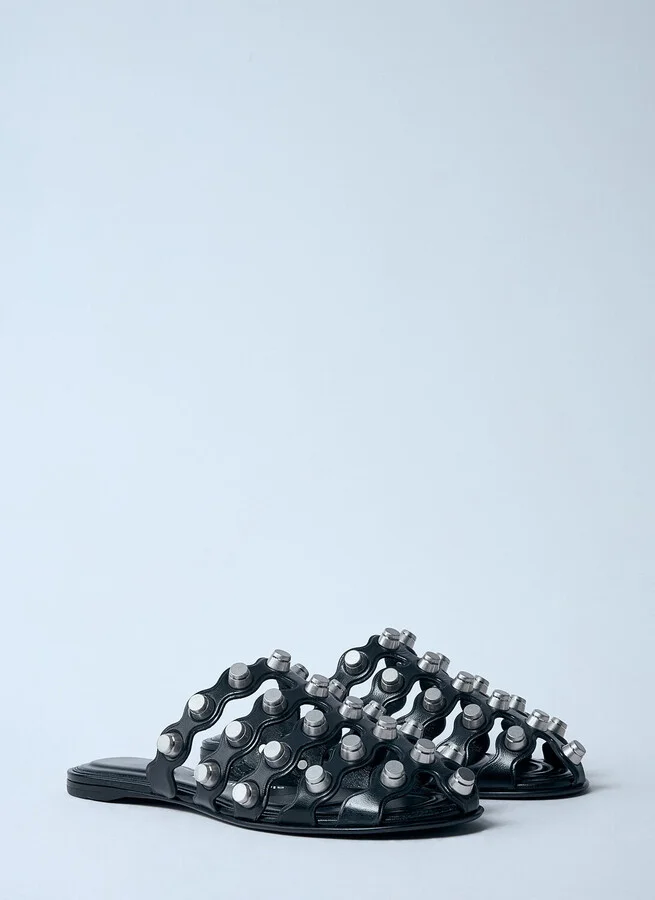 Alexander Wang Rexa Cage Leather Slides - Woman Slides Black Eu - 37 - Image 2