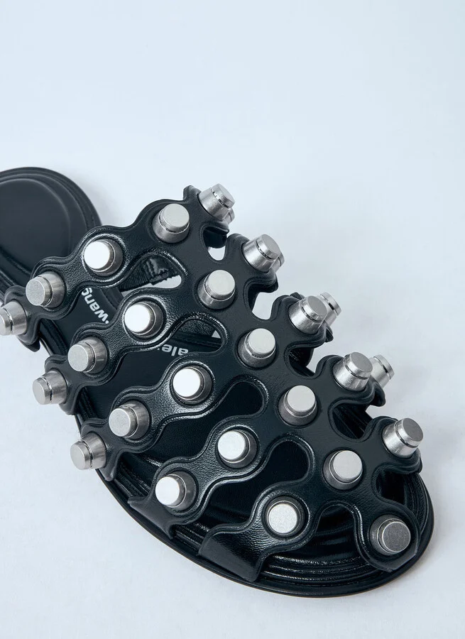 Alexander Wang Rexa Cage Leather Slides - Woman Slides Black Eu - 37 - Image 3