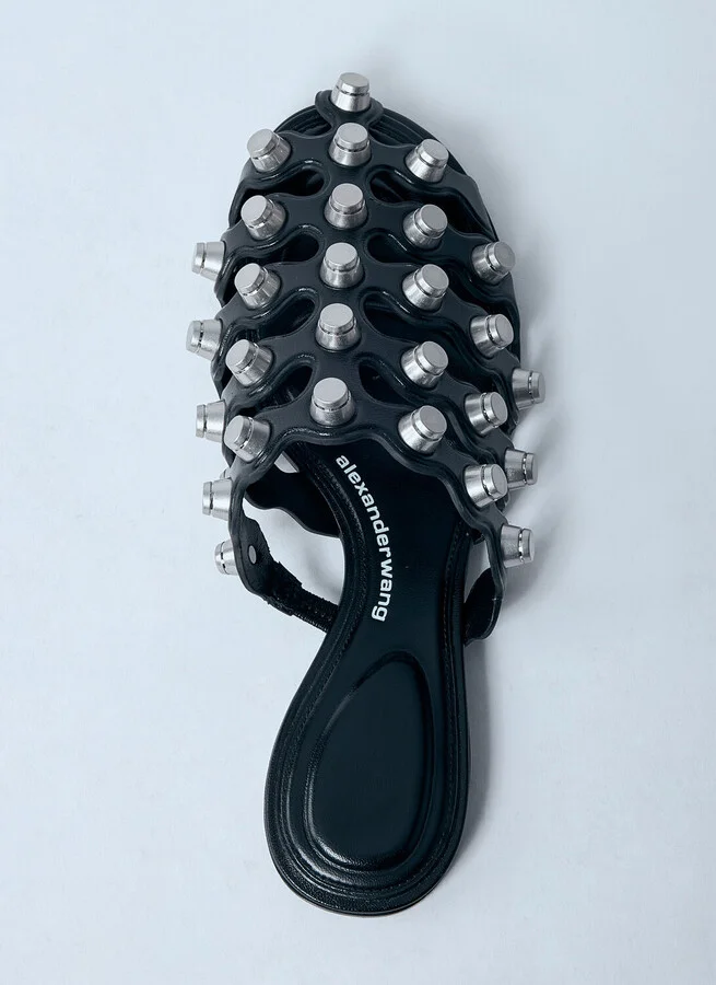 Alexander Wang Rexa Cage Leather Slides - Woman Slides Black Eu - 37 - Image 5