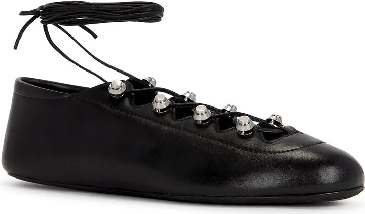 Alexander Wang Vyolette Lace Up Flat in Black - Image 2
