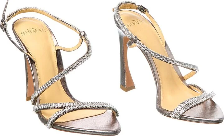 Alexandre Birman Alana Zircone 100 Leather Sandal Silver (Authentic Pre-Loved)