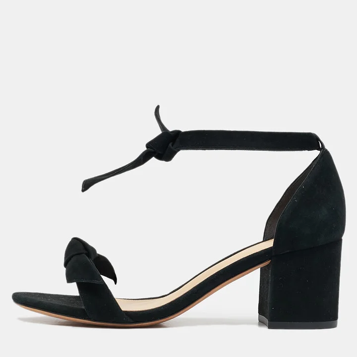 Alexandre Birman Black Suede Clarita Block Heel Sandals Size 37