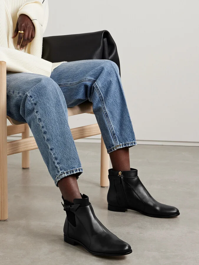ALEXANDRE BIRMAN - Clarita Bow-detailed Leather Chelsea Boots - Black - Image 2