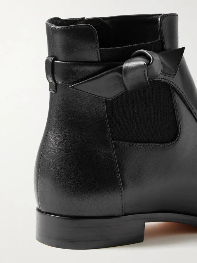 ALEXANDRE BIRMAN - Clarita Bow-detailed Leather Chelsea Boots - Black - Image 4