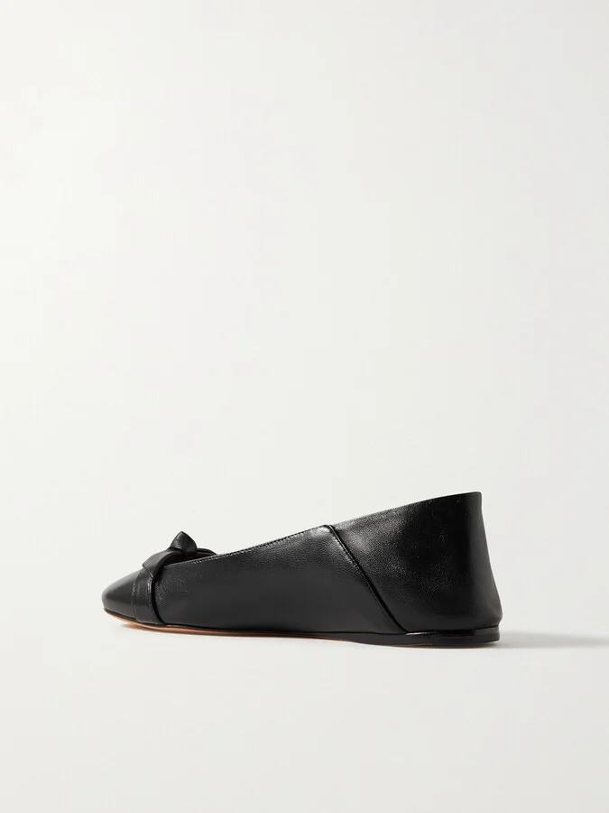 ALEXANDRE BIRMAN - Clarita Bow-detailed Leather Collapsible-heel Ballet Flats - Black - Image 3