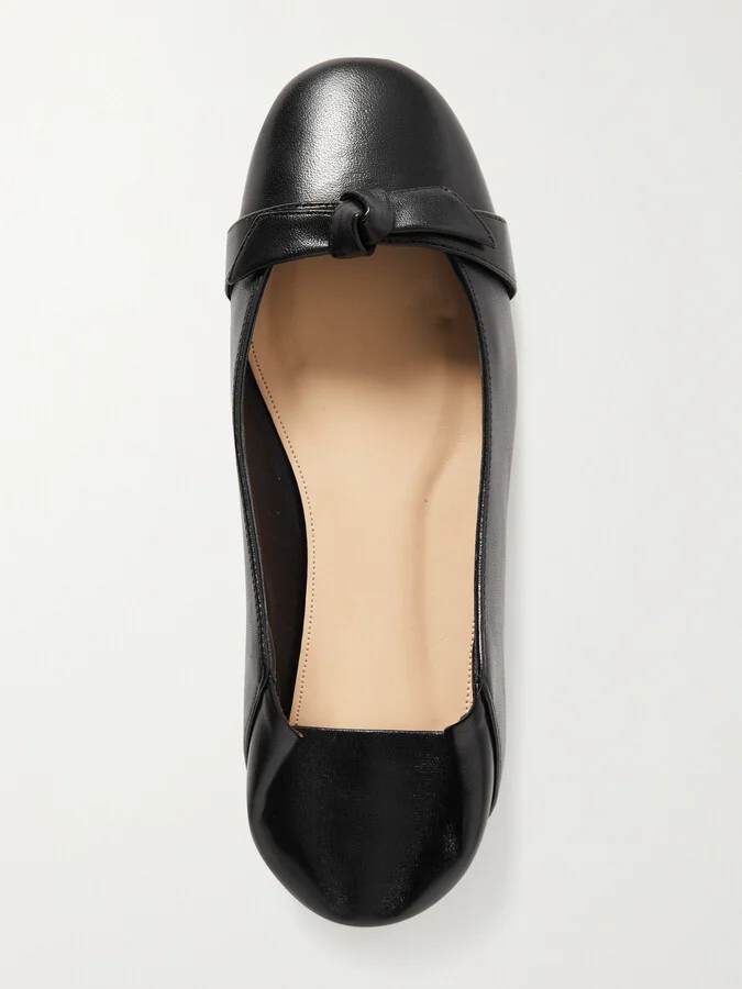ALEXANDRE BIRMAN - Clarita Bow-detailed Leather Collapsible-heel Ballet Flats - Black - Image 5
