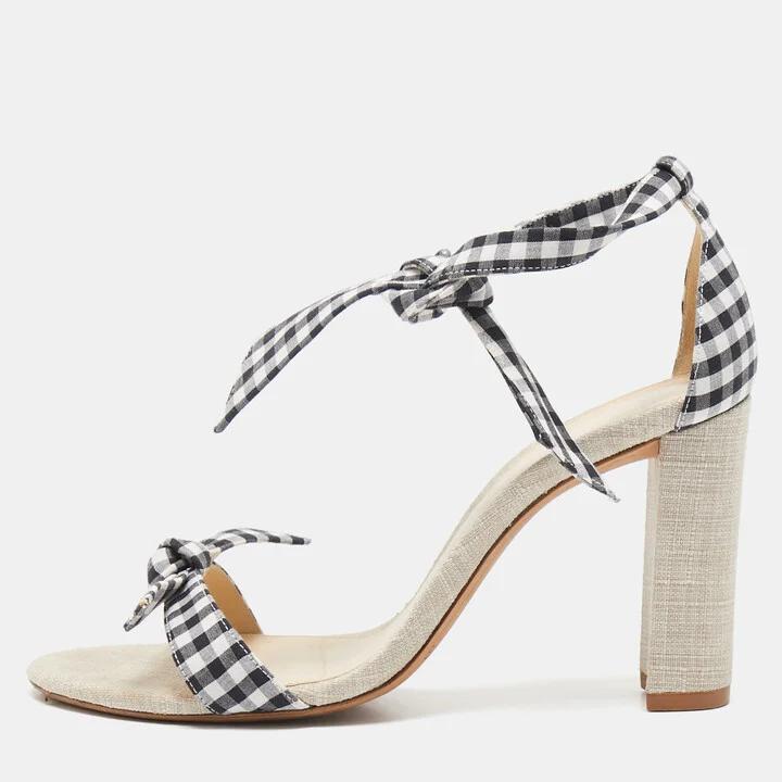 Alexandre Birman Grey/White Canvas and Fabric Ankle Strap Sandals Size 42