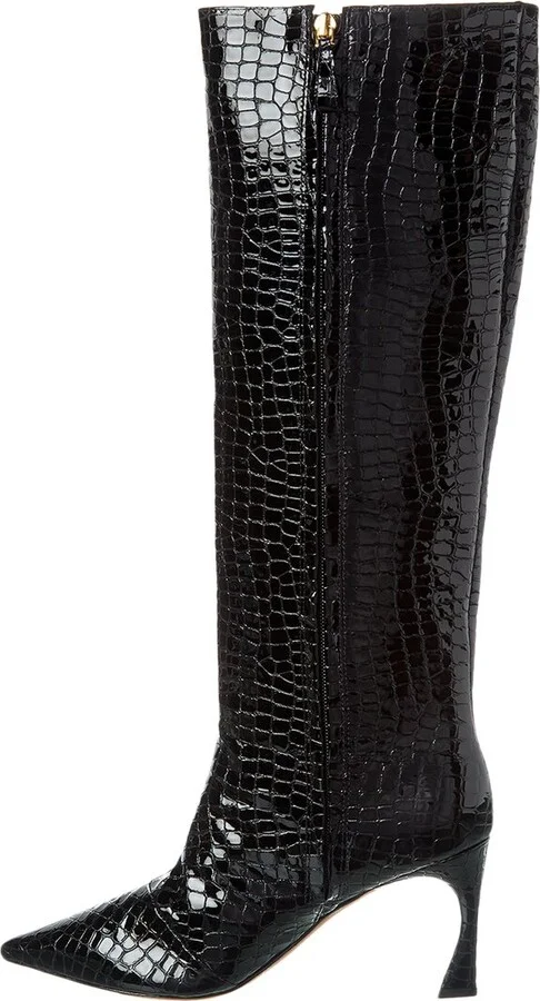 Alexandre Birman Kyra 85 Patent Croc-Embossed Leather Knee-High Boot - Image 2