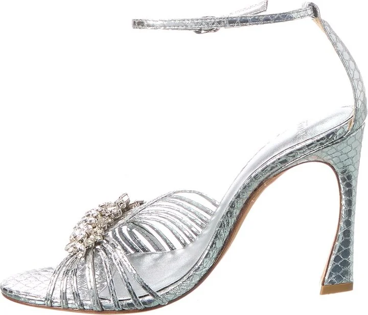 Alexandre Birman Lisa Crystal 100 Embossed Leather Sandal - Image 2