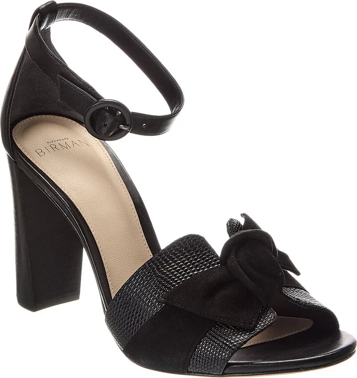 Alexandre Birman Maxi Clarita Block 90 Embossed Leather & Suede Sandal