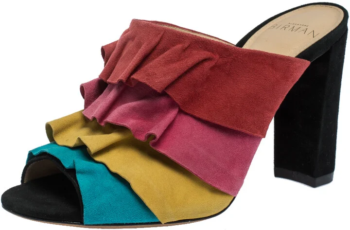 Alexandre Birman Multicolor Suede Ruffled Sandals Size 35