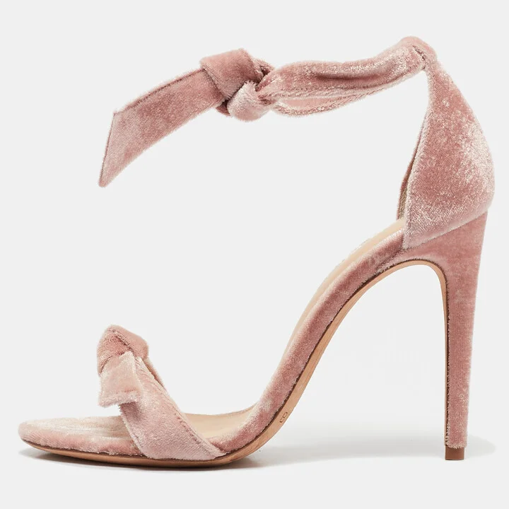 Alexandre Birman Pink Velvet Clarita Ankle Wrap Sandals Size 37
