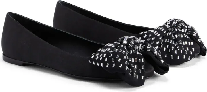 Alexandrine Flat crystal-embellished bow ballerina shoes - Image 2