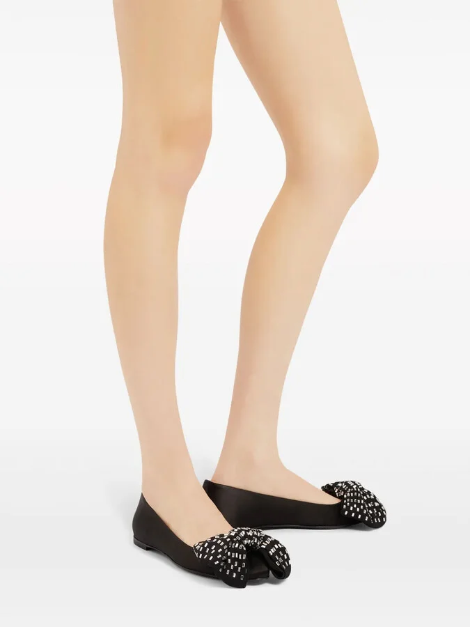 Alexandrine Flat crystal-embellished bow ballerina shoes - Image 5
