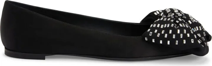 Alexandrine Flat crystal-embellished bow ballerina shoes