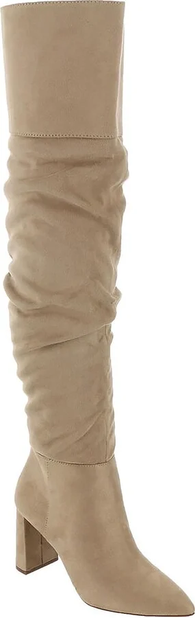Alexiana Womens Pointed Floral Thigh-High Boots