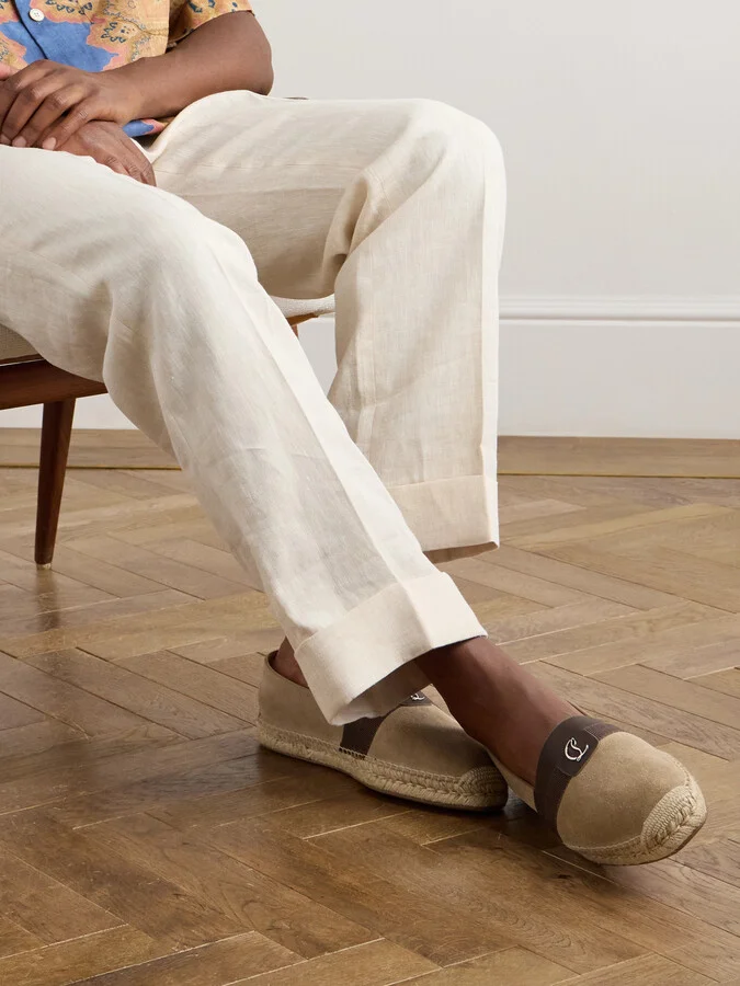 Alfarica Logo-Embellished Leather and Grosgrain-Trimmed Suede Espadrilles - Image 2