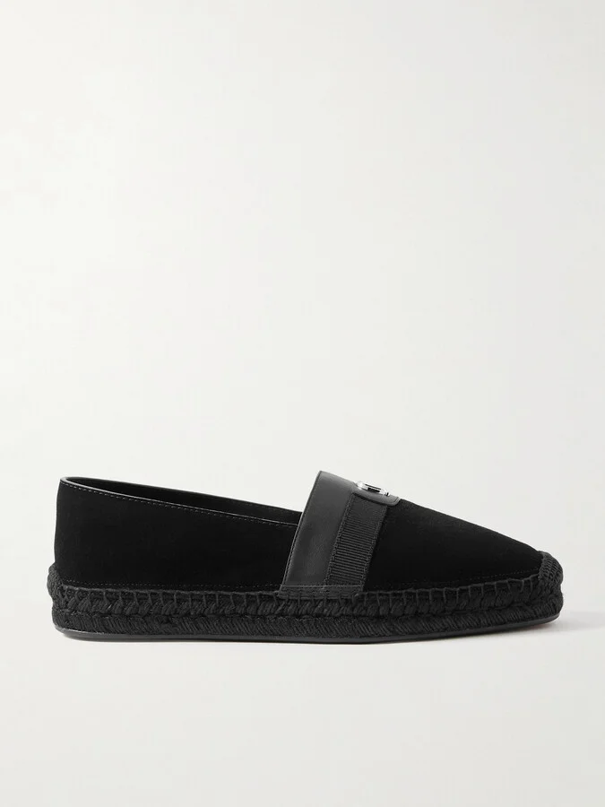 Alfarica Logo-Embellished Leather and Grosgrain-Trimmed Suede Espadrilles