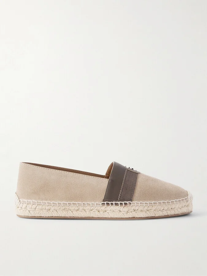Alfarica Logo-Embellished Leather and Grosgrain-Trimmed Suede Espadrilles