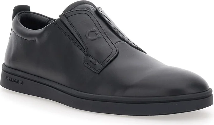 'alfie' Black Sneakers With Gancini Detail On The Side And Embossed Logo Lettering On The Side In Leather Man - Image 2