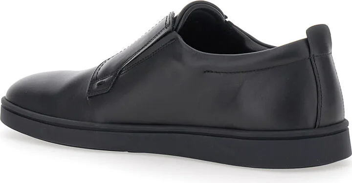 'alfie' Black Sneakers With Gancini Detail On The Side And Embossed Logo Lettering On The Side In Leather Man - Image 3