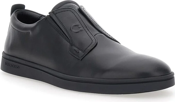 'Alfie' Black Sneakers With Gancini Detail On The Side And Embossed Logo Lettering On The Side In Leather Man - Image 2