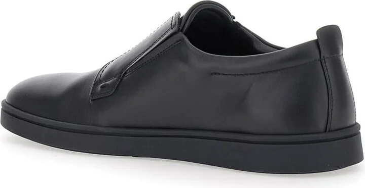'Alfie' Black Sneakers With Gancini Detail On The Side And Embossed Logo Lettering On The Side In Leather Man - Image 3