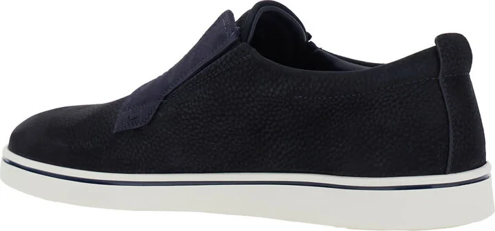 'alfie' Blue Laceless Oxford Shoes With Round Toe In Grained Leather Man - Image 3