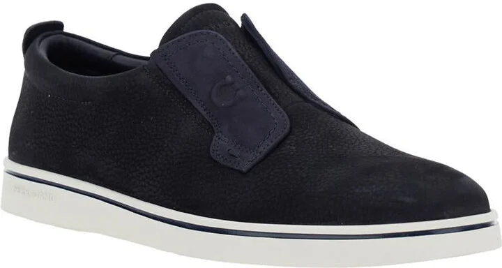 'Alfie' Blue Laceless Oxford Shoes With Round Toe In Grained Leather Man - Image 2