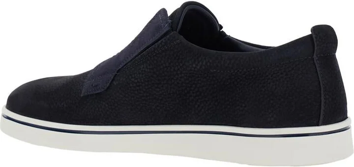 'Alfie' Blue Laceless Oxford Shoes With Round Toe In Grained Leather Man - Image 3