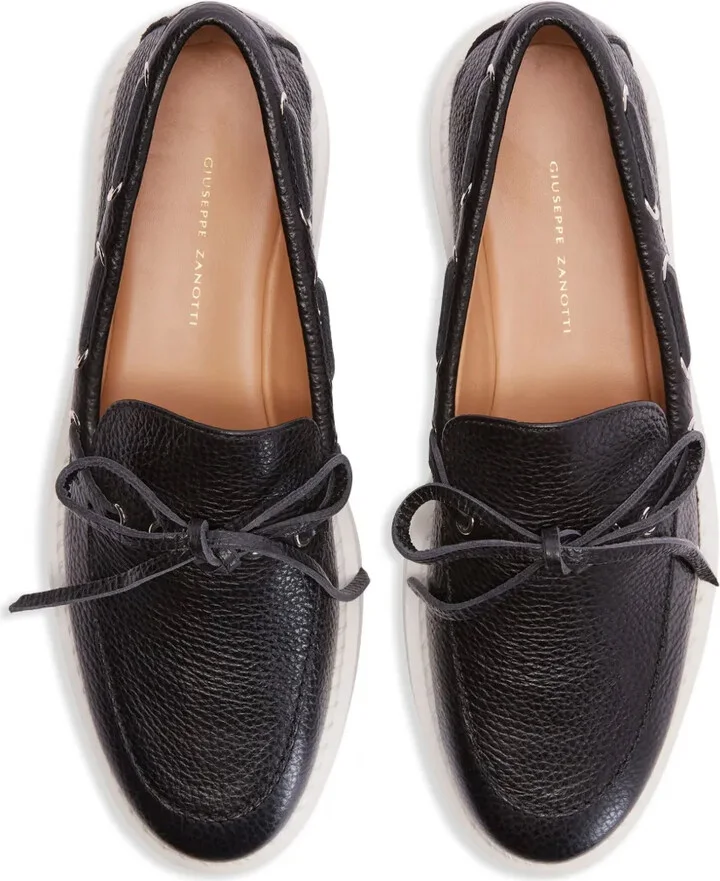 Alfred grained-leather boat shoes - Image 4