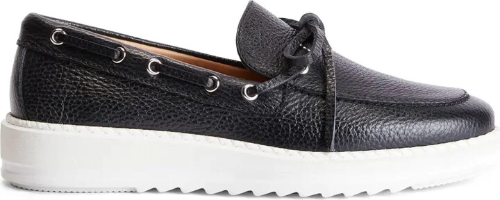 Alfred grained-leather boat shoes