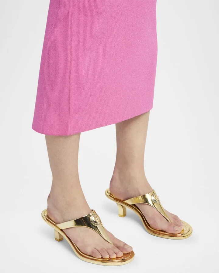 Alia Laminated Rubber Kitten-Heel Sandals - Image 3