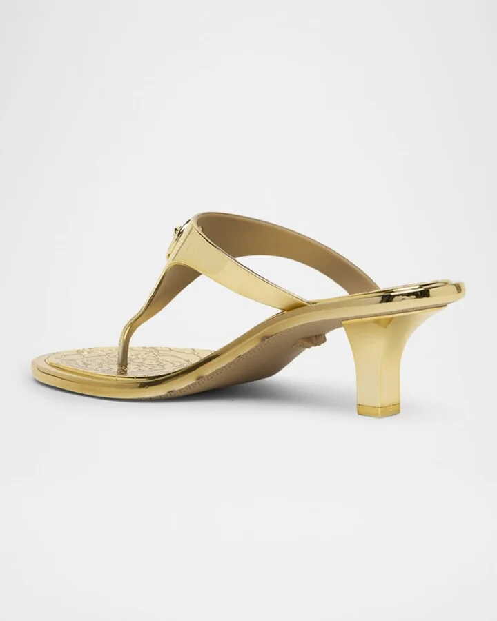 Alia Laminated Rubber Kitten-Heel Sandals - Image 4