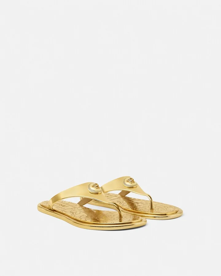Alia Metallic Flat Sandals - Image 2