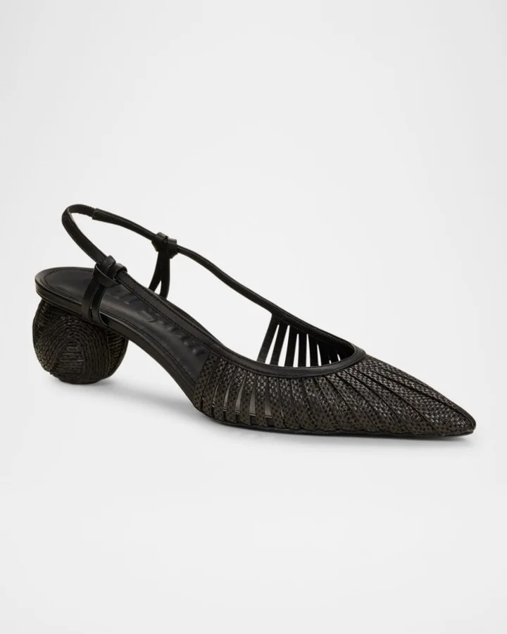 Alia Woven Ball-Heel Slingback Pumps - Image 3