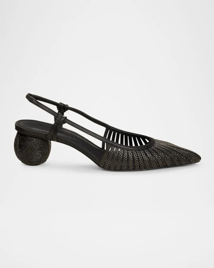 Alia Woven Ball-Heel Slingback Pumps