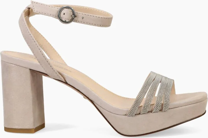 Aliana Platform Heel In Dark Taupe Shimmer Suede