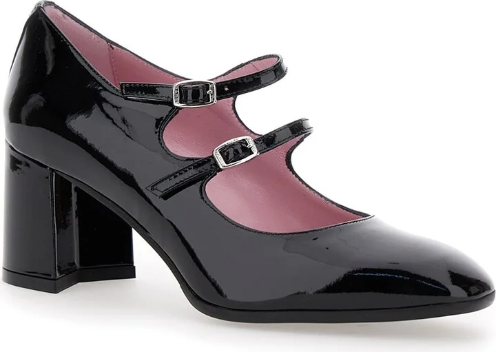 'alice' Black Pumps With Double Straps In Patent Leather Woman - Image 2