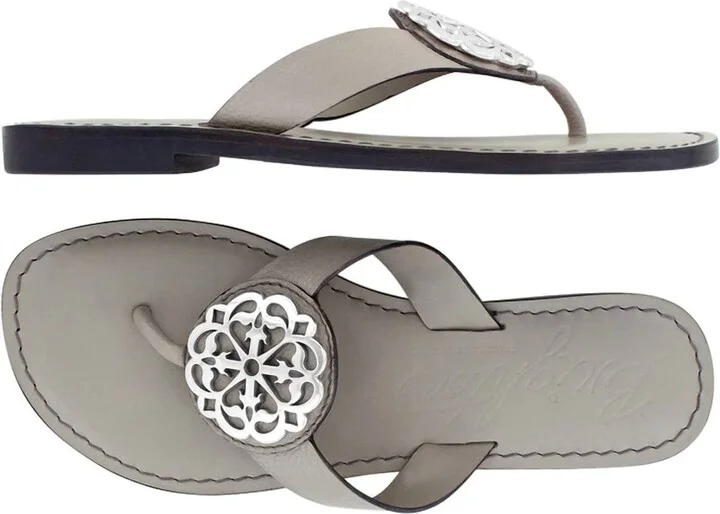 Alice Ferrara Beachwood Embellished Leather Flat Thong Sandal